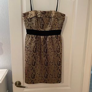 Gianni Bini Gold and Black Mini Dress